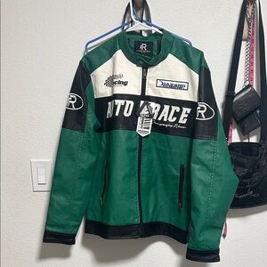 Racing Green and Black Bomber Jacket